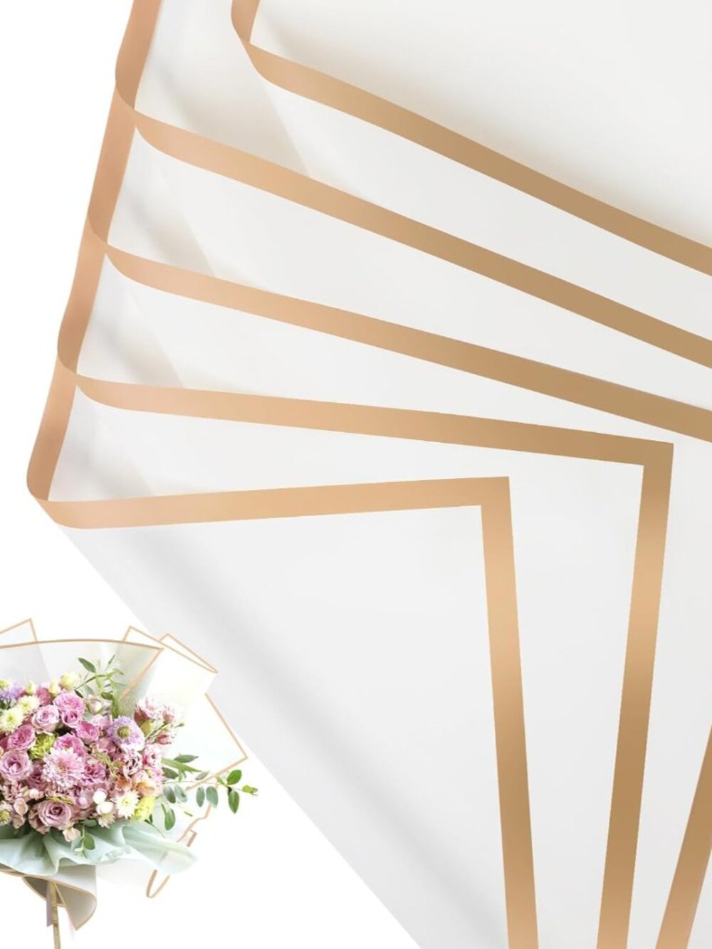 20 Sheet Flower Wrapping Paper-Waterproof Floral Bouquet Paper White